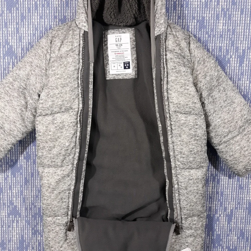Baby GAP ColdControl Ultra Max Primaloft Hooded Bear Ear Snowsuit Gray 18-24M